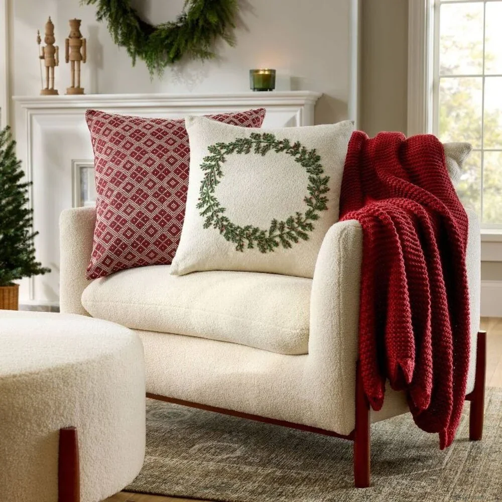 Oversized Woven Fair Isle Square Throw Pillow Red‎ - Threshold Studio McGee 2024